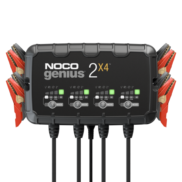 Carmo Electronics : Noco Genius 2x4 - quadruple 6V/12V Battery Charger  trickle charger (also suitable for Lithium Ion batteries) - Motorbike  electronics or parts